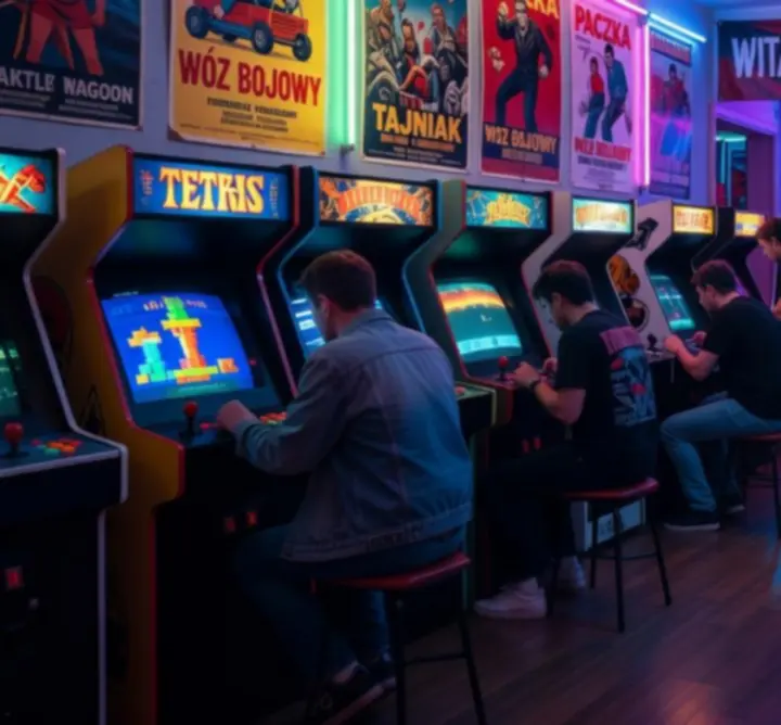 Neonowe wnętrze hali arcade w SCENA ZONE HUB