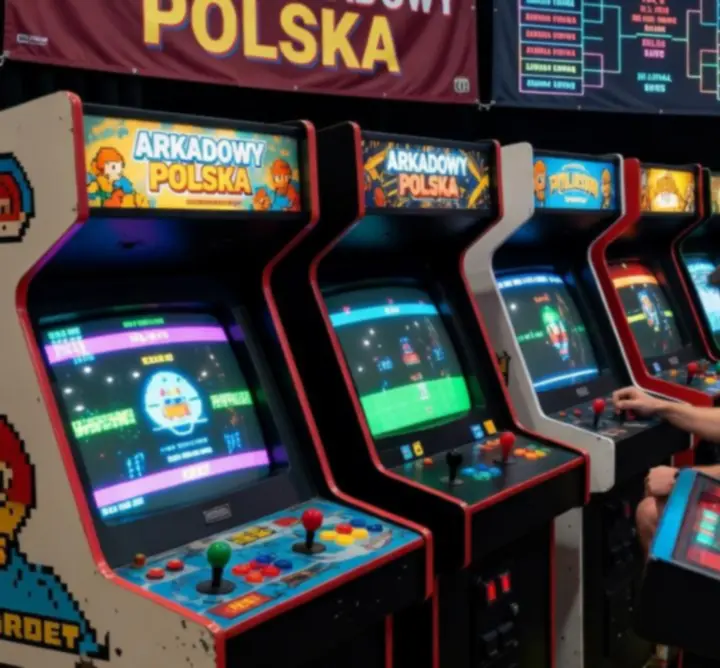 Gracze rywalizujący przy klasycznych automatach arcade w Polsce