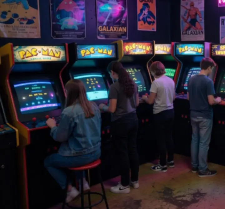 Strefa retro z klasycznymi automatami arcade w SCENA ZONE HUB