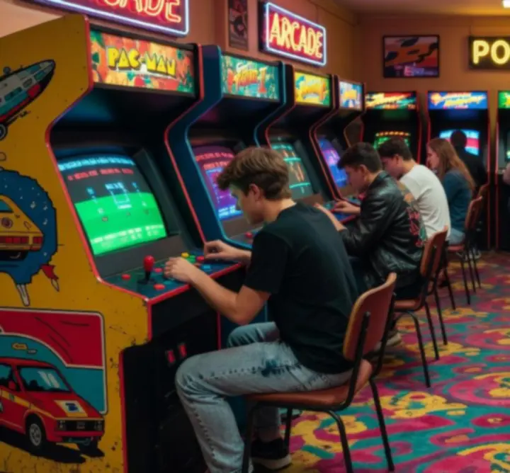 Strefa klasycznych automatów arcade w stylu retro