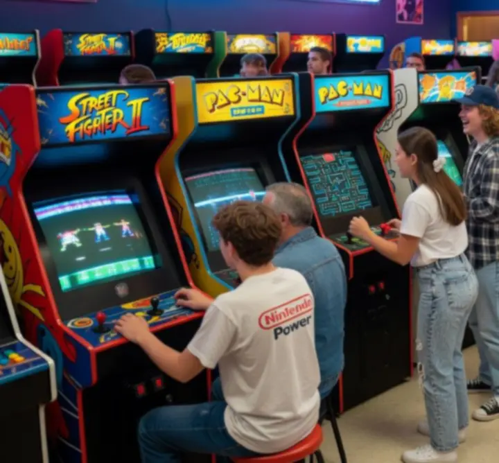 Tematyczna strefa retro z klasycznymi automatami arcade