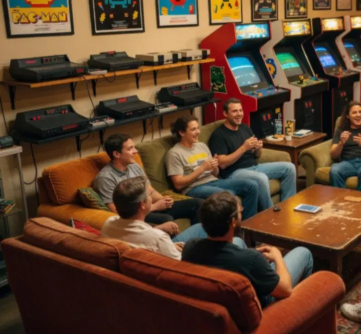 Strefa socjalna z retro gadżetami i miejscem do rozmów