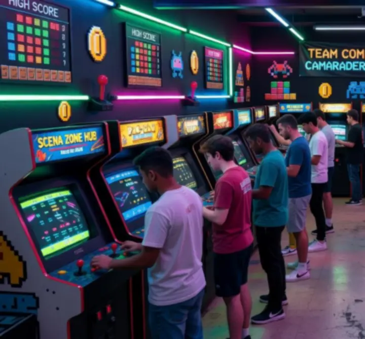 Drużyna graczy biorąca udział w turnieju arcade